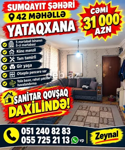 Sumqayıt şəhəri, 42-ci məhəllə – Yataqxana Sanuzel daxilinde tam — kiçik şəkil 1