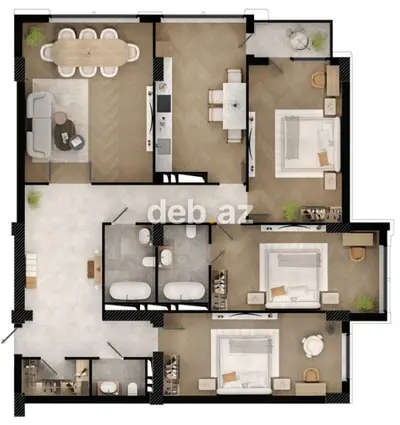 4 otaqlı, Yeni tikili, m. Koroğlu, 172 kv. m — kiçik şəkil 2