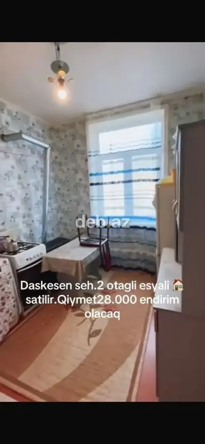 Daşkəsən şəhərində, tam əşyalı 2 otaqlı mənzil satılır — kiçik şəkil 5