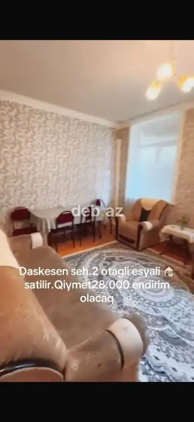 Daşkəsən şəhərində, tam əşyalı 2 otaqlı mənzil satılır — kiçik şəkil 12