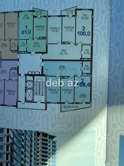 2 otaqlı, Yeni tikili, m. Nizami, 108 kv. m — kiçik şəkil 5