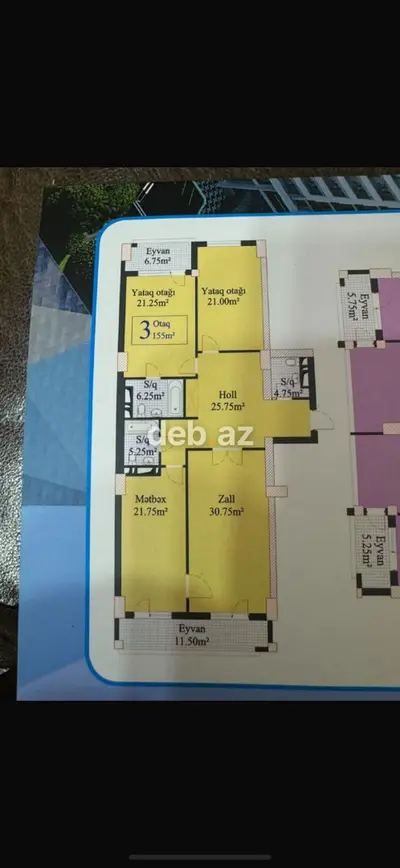 3 otaqlı, Yeni tikili, 155 kv. m — kiçik şəkil 4