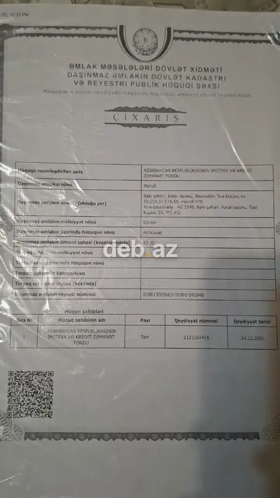 3 otaq studiya 103 kv (çıxarışda 83.30) normal təmirli17 bərtəbəli — kiçik şəkil 12