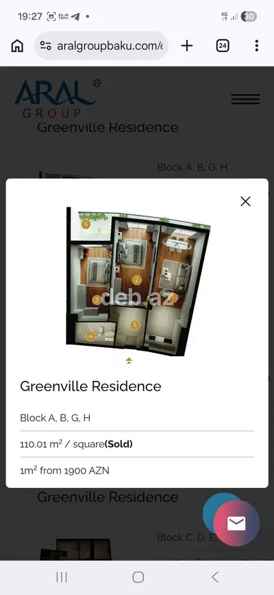 Bakıda, Greenville Residence-də şirkət qiymətindən ÇOX UCUZ! 110 kv.m 3 otaqlı mənzil satılır — Biləcəriyə panoramalı (Sahibindən) — kiçik şəkil 2