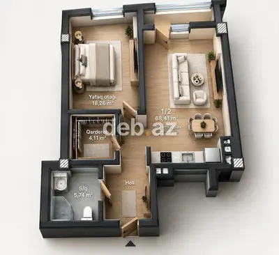 1 otaqlı, Yeni tikili, m. Qara Qarayev, 68 kv. m — kiçik şəkil 5