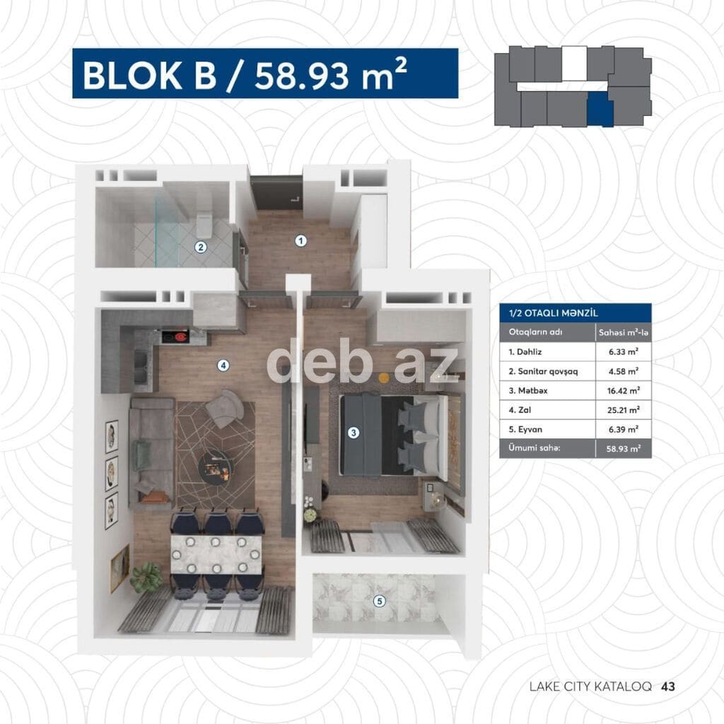 Lake City Yaşayış Kompleksi Koroğlu metrosuna yaxın 2 otaq ( zal — şəkil 1