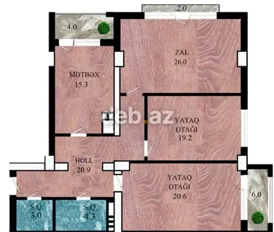 28 May, 3 otaqlı, Yeni tikili, m. 28 may, 122 kv. m — kiçik şəkil 4