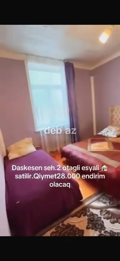 Daşkəsən şəhərində, tam əşyalı 2 otaqlı mənzil satılır — kiçik şəkil 2
