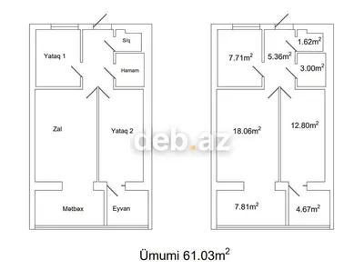 Bakı, 3 otaqlı, Köhnə tikili, 61 kv. m — kiçik şəkil 2