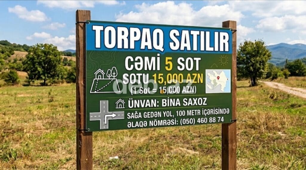 Bine Sovxozda (Bina Saxoz) asfalt yolun tam qırağında! 5 sot çıxarışa yararlı torpaq sahəsi satılır — Sotu 15,000 AZN — şəkil 1