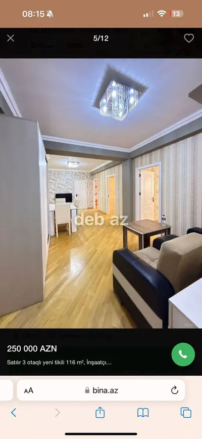 3 otaqlı, Yeni tikili, m. İnşaatçılar, 116 kv. m — kiçik şəkil 6