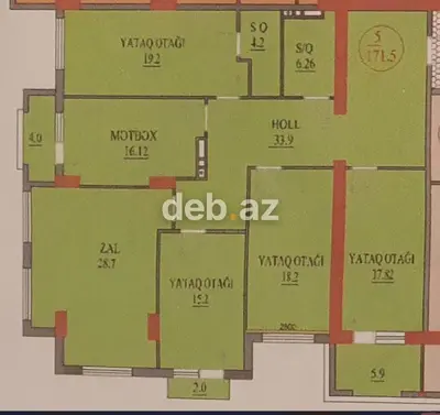 5 otaqlı, Yeni tikili, 171 kv. m — kiçik şəkil 2